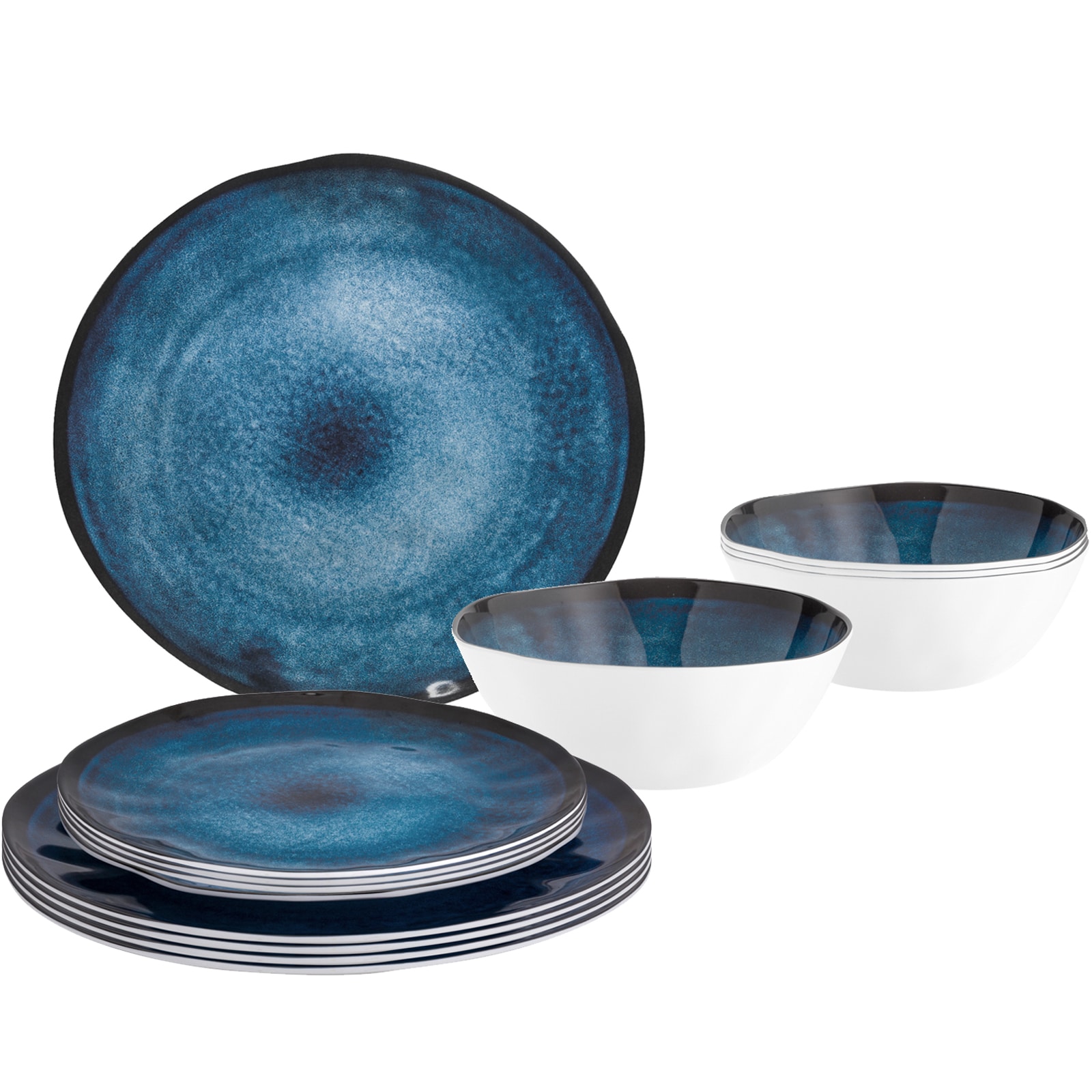 BRUNNER Melamin Campinggeschirr Set Midday Breeze Camping Teller Sch&uuml;ssel 12 teilig 