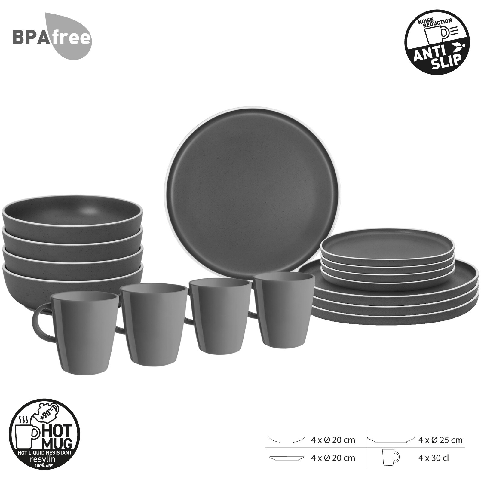 BRUNNER Melamin Geschirr Set Lunch Box Dolomit Stone Touch Camping Teller 16tlg Farbe: blau bei Marktkauf online bestellen
