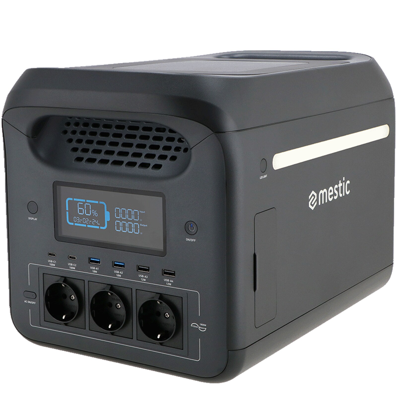 MESTIC Tragbare Powerstation MPS-1800 Camping Solar Generator PO4 1800W 1226Wh 