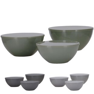 TRAVELLIFE Salat Schüssel Set Palma Camping Schalen Melamin Keramik Optik 6 tlg Farbe: Green 