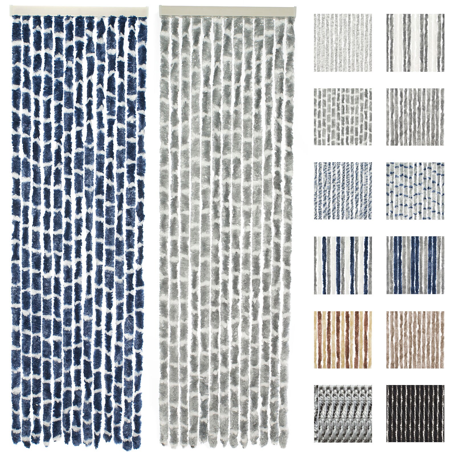 TRAVELLIFE Flauschvorhang T&uuml;r Vorhang Chenille Insekten Fliegen Schutz 56x185 cm Farbe: Basic grey/white 