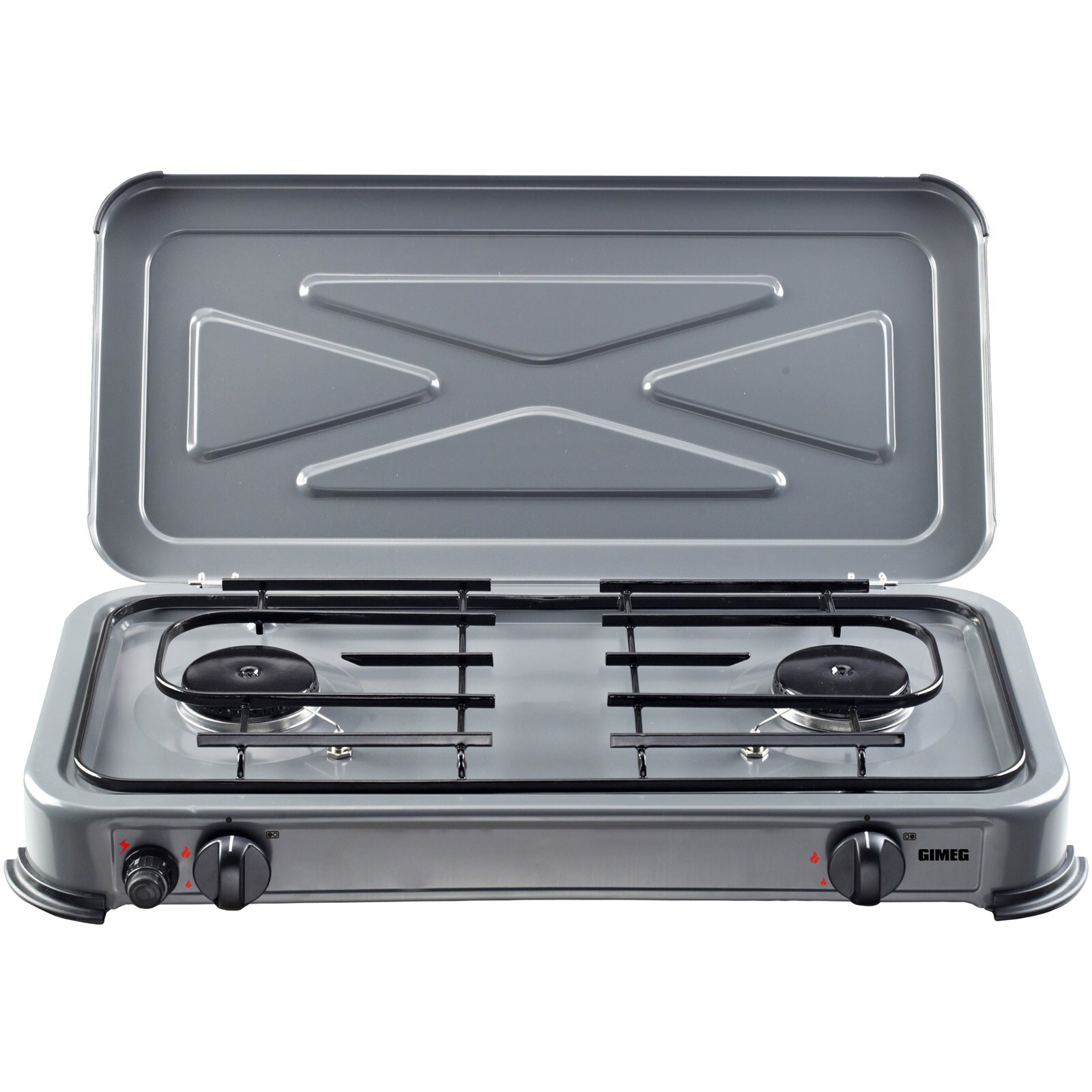 GIMEG Gaskocher Camping Kocher 2 Flammig Gas Herd Kochfeld Outdoor Grill 2x2200W 