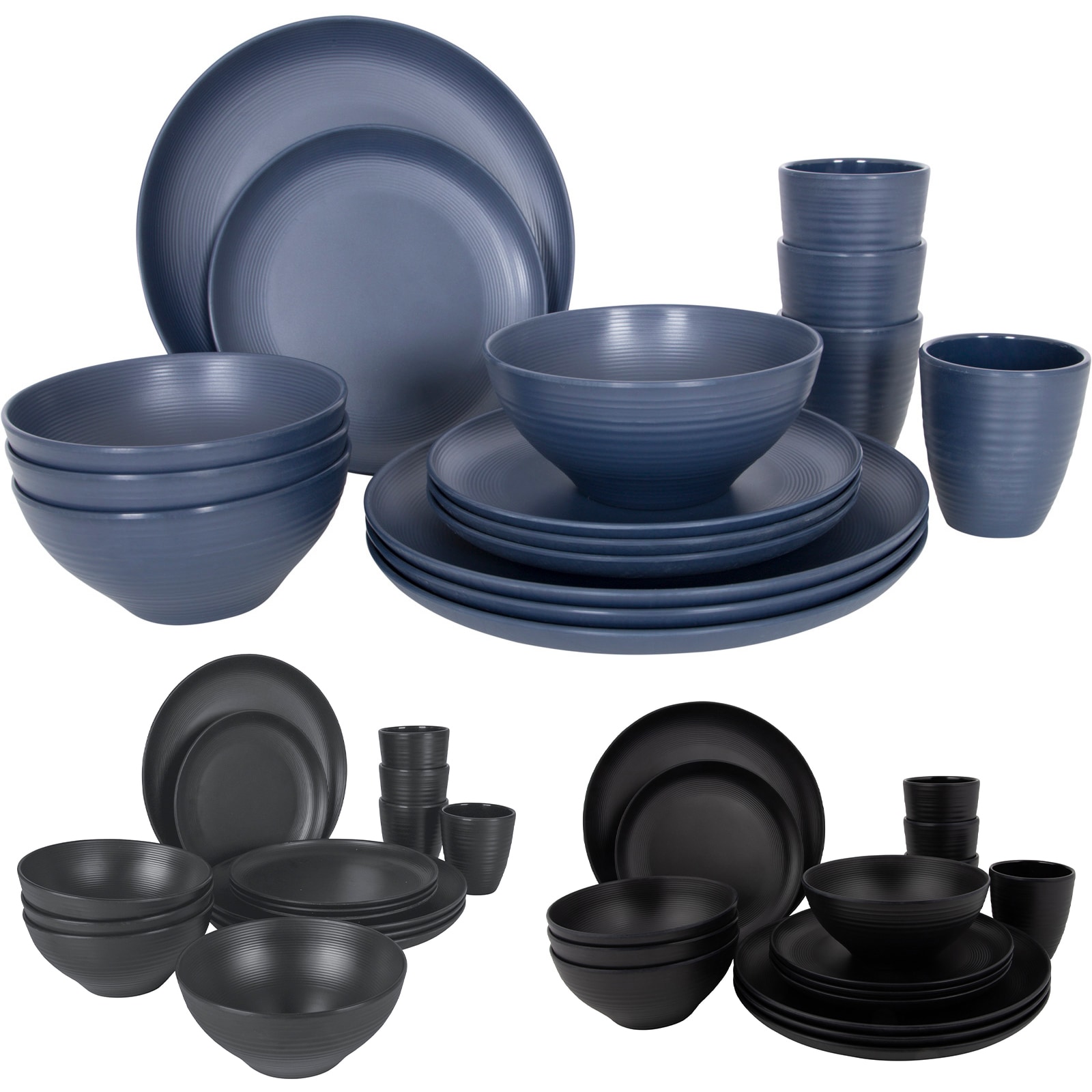 BO-CAMP Melamin Campinggeschirr Set Orville Reise Essgeschirr Teller Becher 16tlg Farbe: blau 