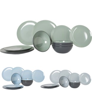 GIMEX Melamin Geschirr Set Vivid Line 12tlg Camping Essgeschirr Picknick Teller Farbe: blau 