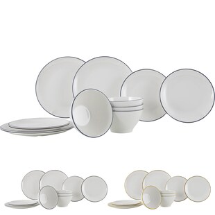 GIMEX Melamin Geschirr Set Linea Line Camping Essgeschirr Reise Picknick Teller Farbe: schwarz 