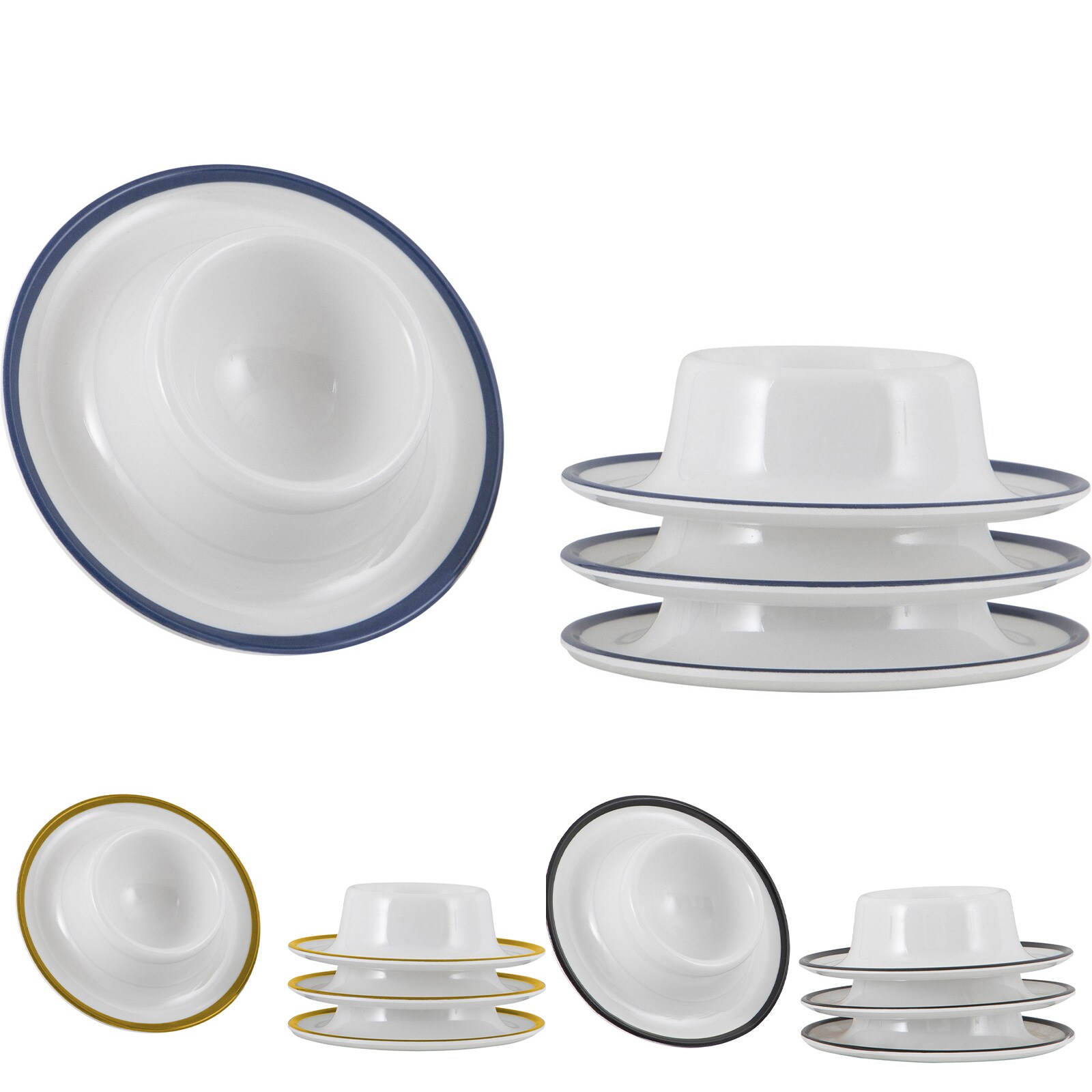 GIMEX Eierbecher Set Linea Line 4-tlg Camping Eierst&auml;nder Halter Rund Melamin Farbe: Gold 