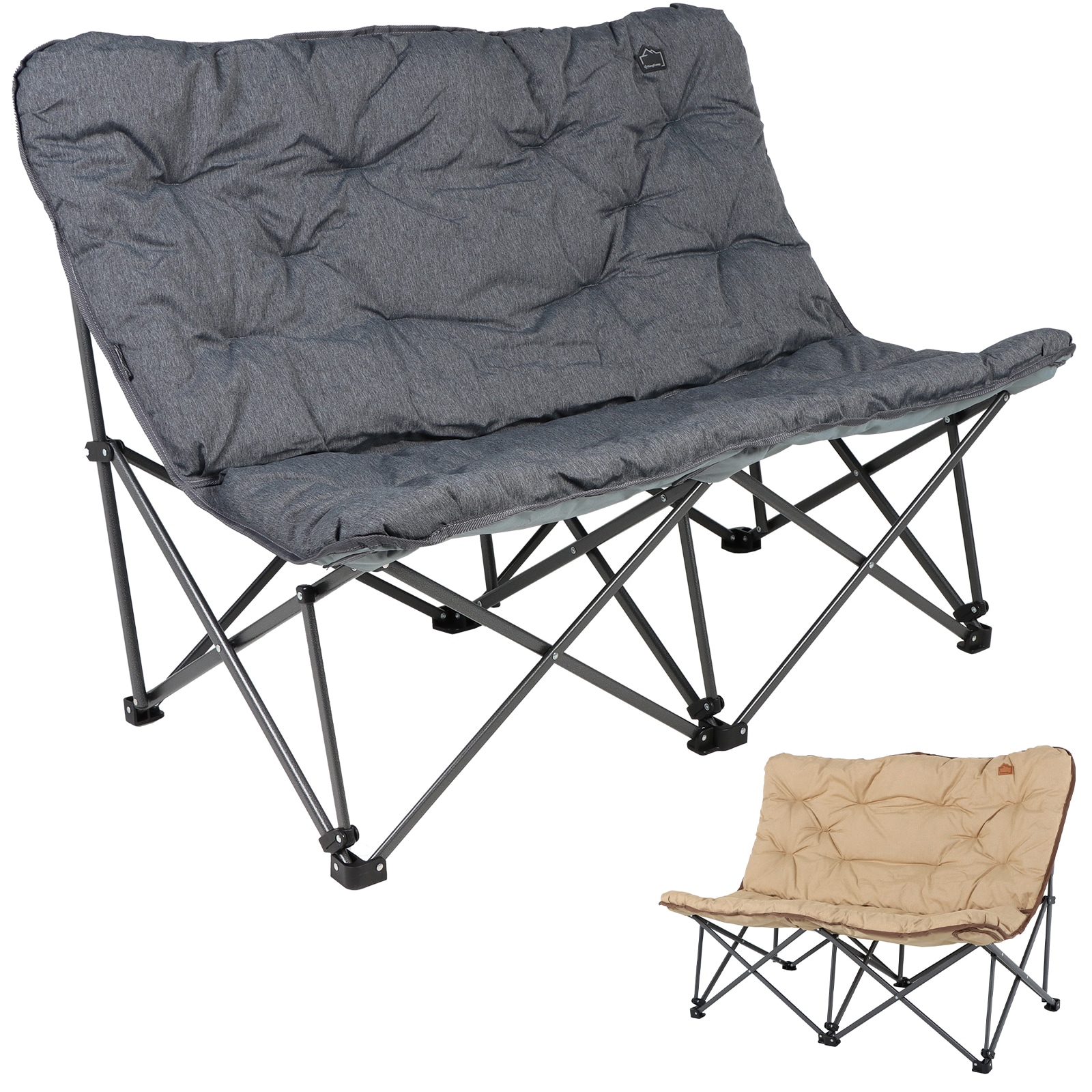 KINGCAMP Camping Sofa Lindon Relax Doppel Lounge Stuhl 2Personen Faltstuhl Couch Farbe: Slate Grey 
