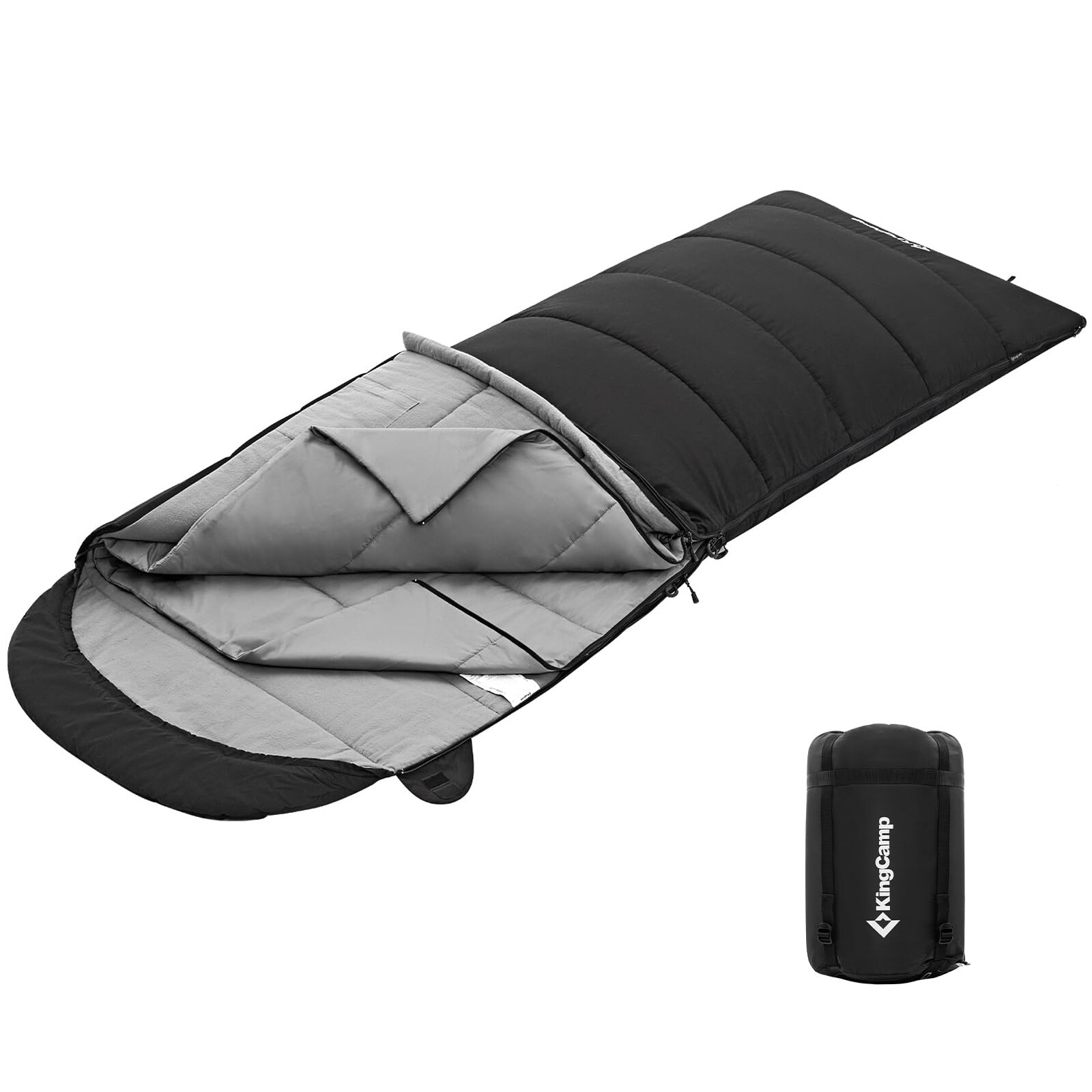 KINGCAMP Deckenschlafsack Bedfort Winter Schlafsack XL Lang Breit Baumwolle -15&deg; 