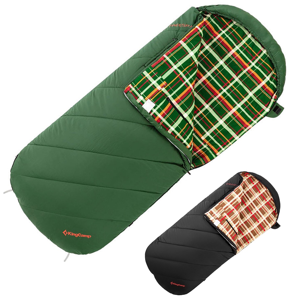 KINGCAMP Deckenschlafsack Freespace 300 Winter Schlafsack XL Breit Baumwolle -13 Farbe: Green 