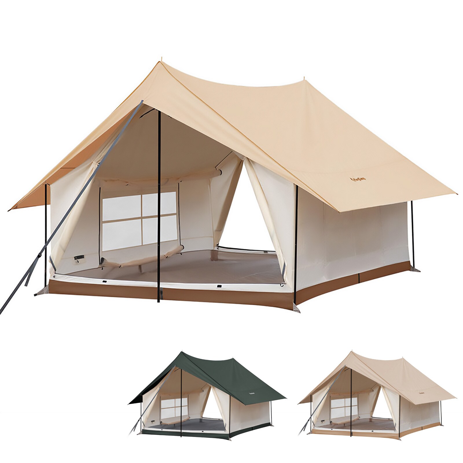 KINGCAMP Hauszelt Pinehouse II Familien 3-4 Personen Zelt Campingzelt Baumwolle Farbe: beige 