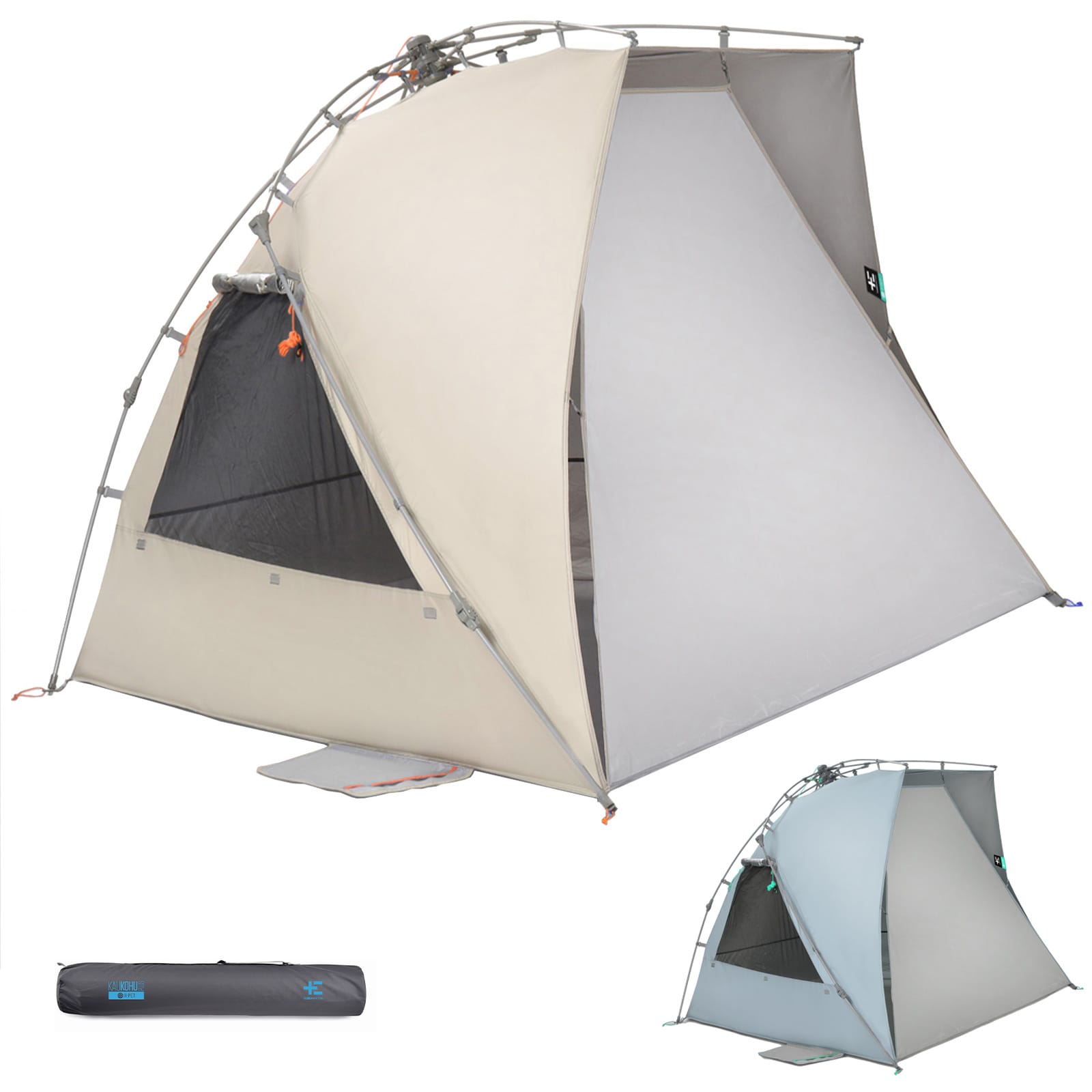 TERRA NATION Strandmuschel Kau Kohu rPET Automatik Sekunden Zelt UPF50+ Recycelt Farbe: sand 