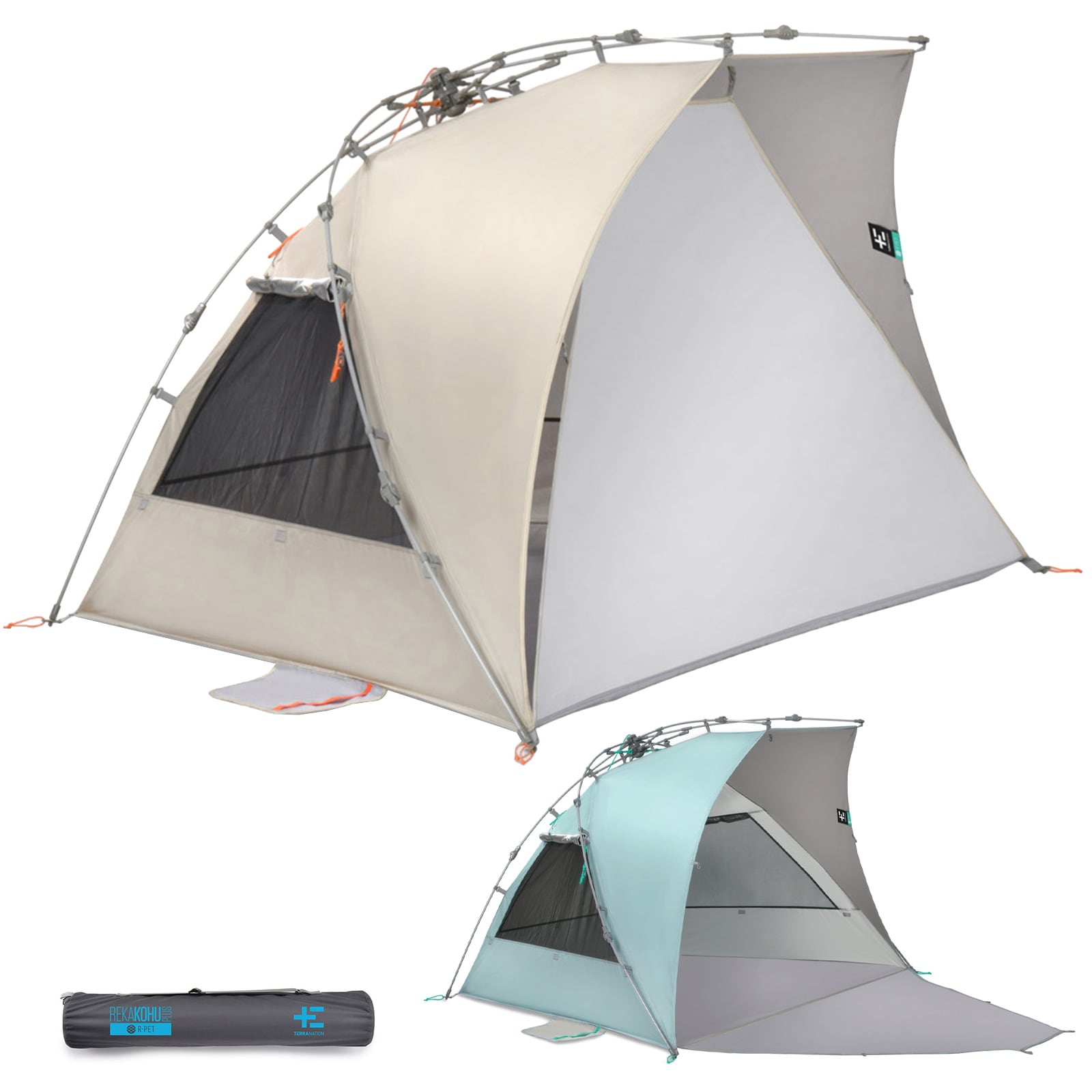 TERRA NATION Strandmuschel Reka Kohu Plus Automatik Sekunden Zelt UPF50 Recycelt Farbe: sand 