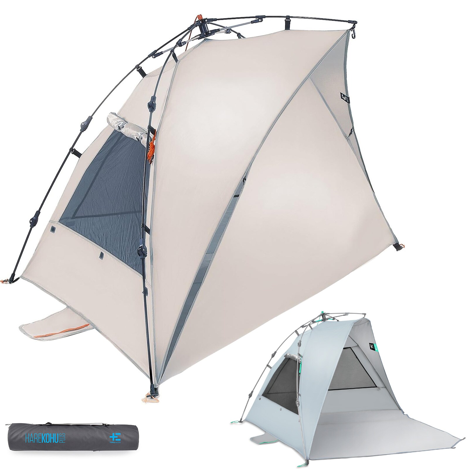 TERRA NATION Strandmuschel Hare Kohu rPET Automatik Sekunden Strand Zelt UPF50+ Farbe: sand
