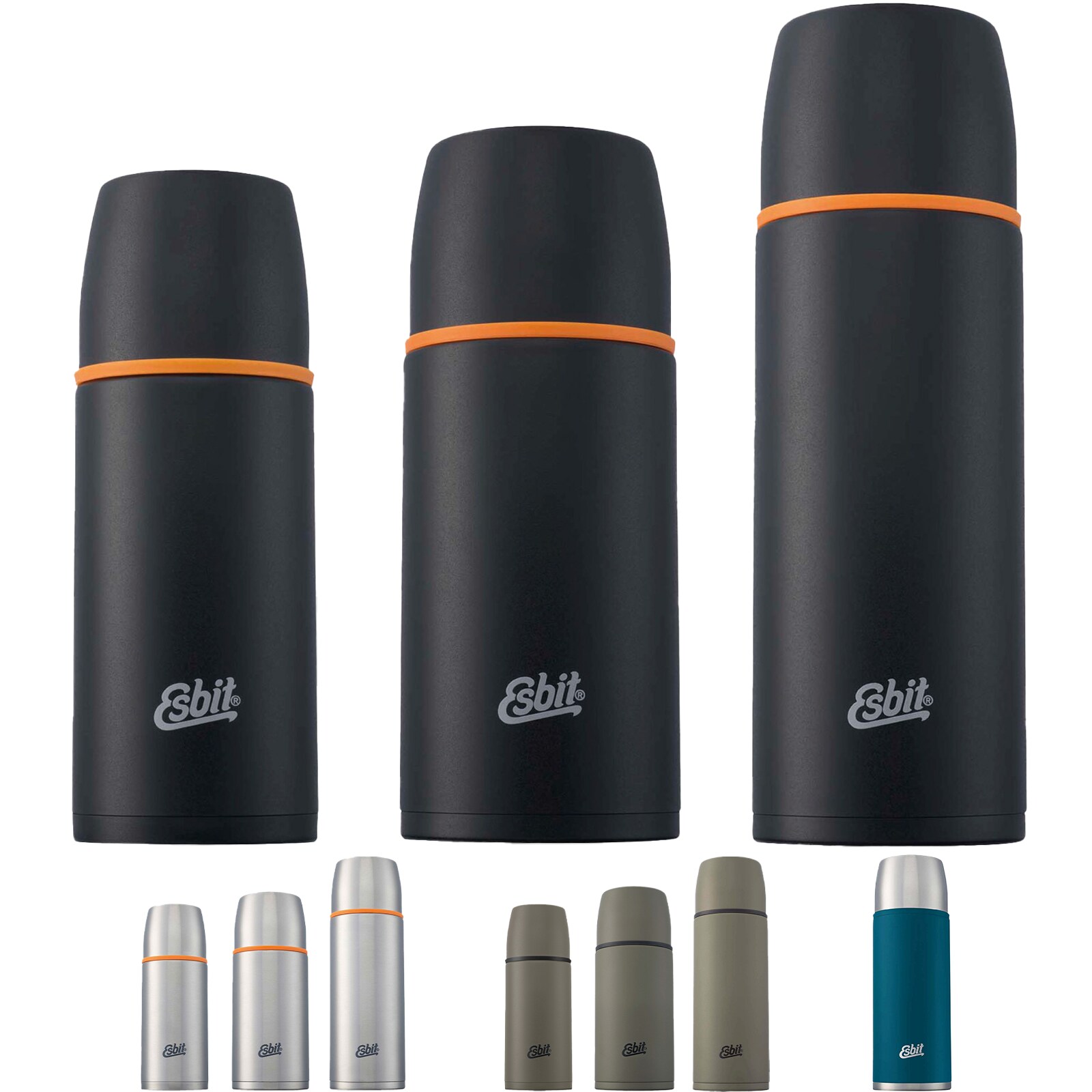 ESBIT Isolierflasche Isolierkanne Classic Vakuum Thermo Flasche Kanne 2 Becher Farbe: schwarz, Größe: