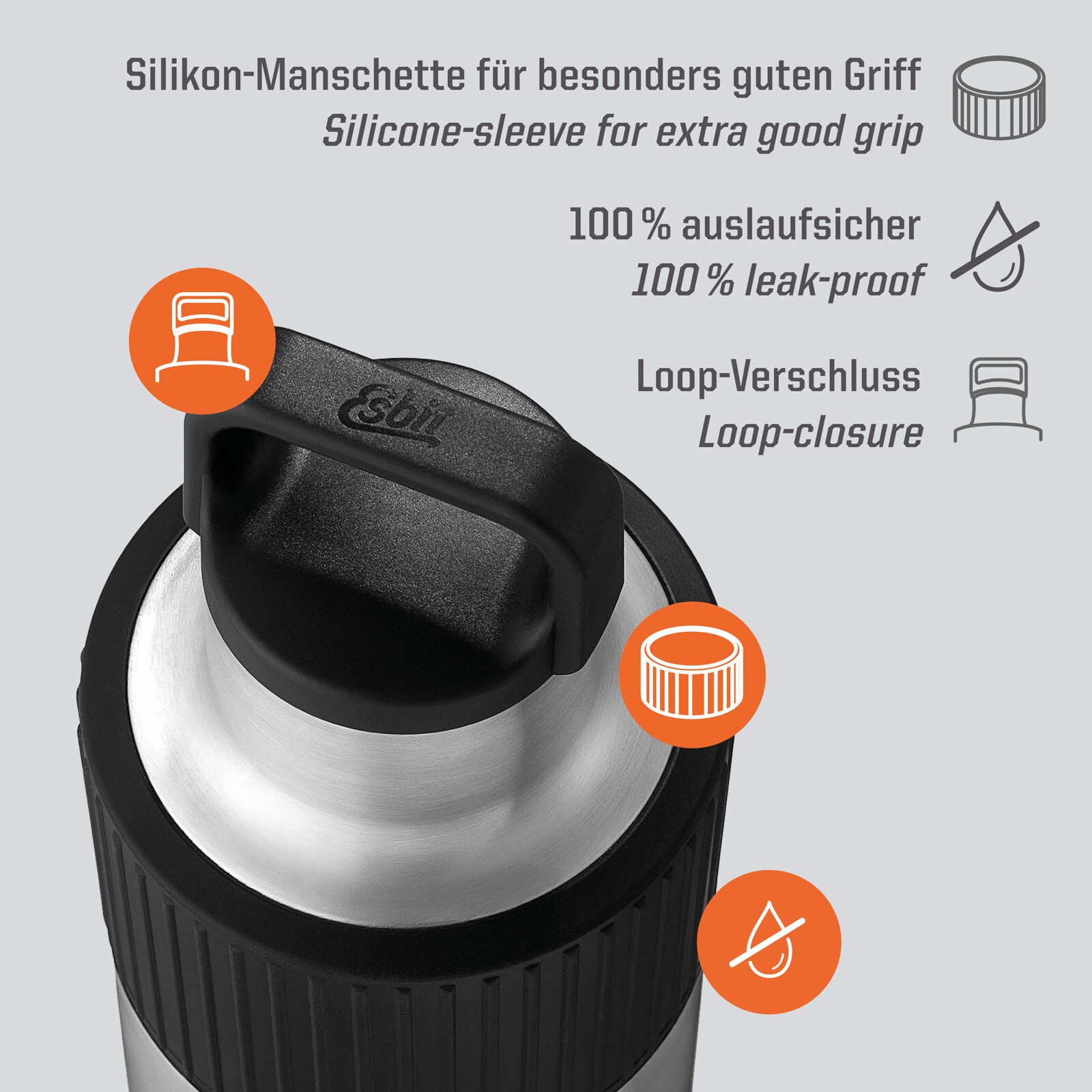 Esbit Sculptor Trinkflasche – Edelstahl, 750/1000 Ml, Mit Loop-Verschluss | BPA-frei