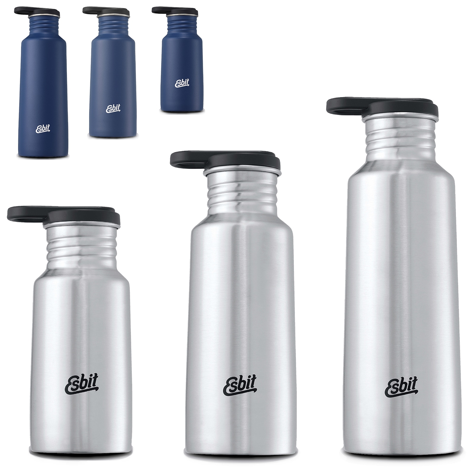 ESBIT Sport Trinkflasche Pictor Sportflasche Fahrrad Wasser Flasche Edelstahl Farbe: Edelstahl, Gr&ouml;&szlig;e: 0,35 L 