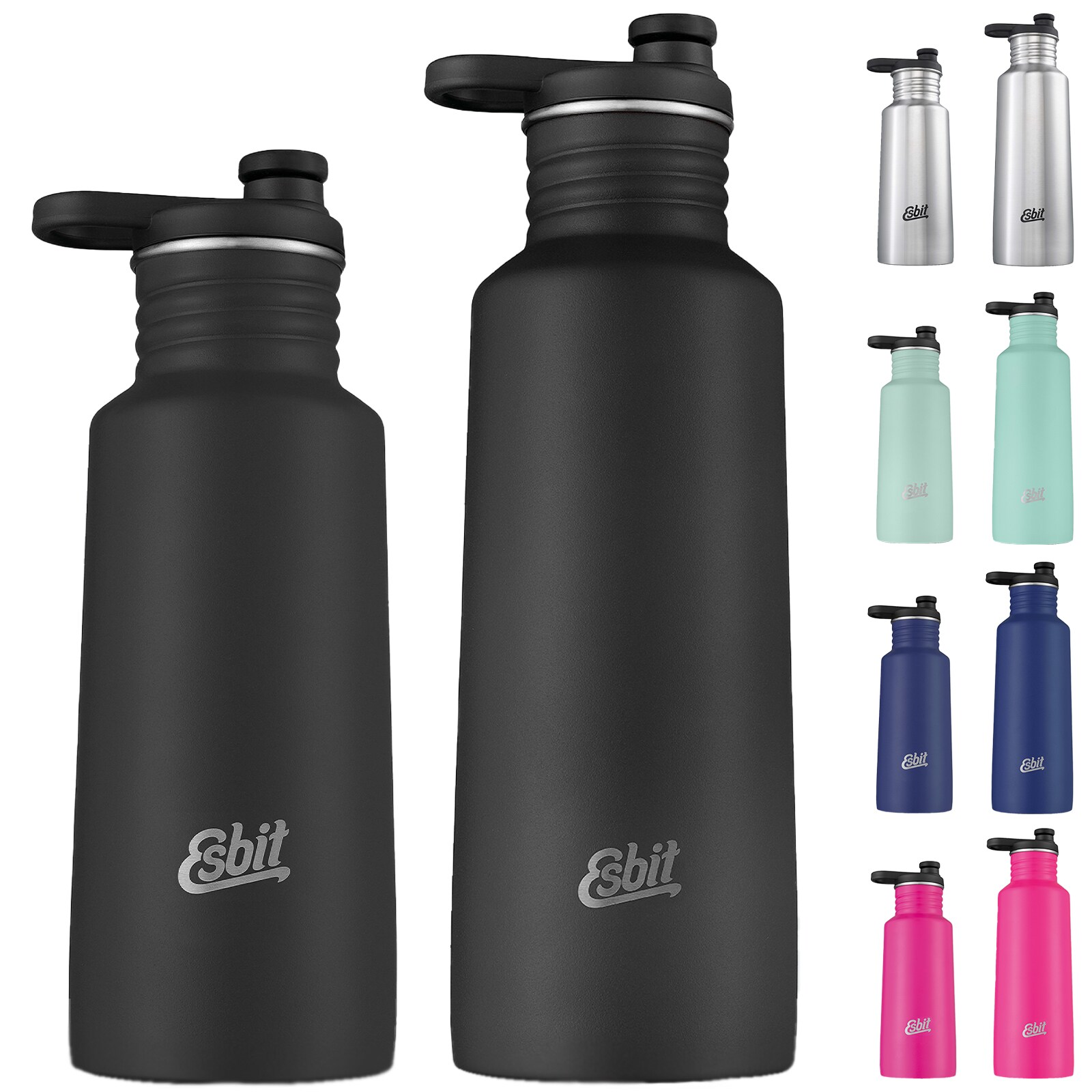 ESBIT Sport Trinkflasche Pictor Sportflasche Fahrrad Wasser Flasche Edelstahl Farbe: Edelstahl, Größe: 0,75 L