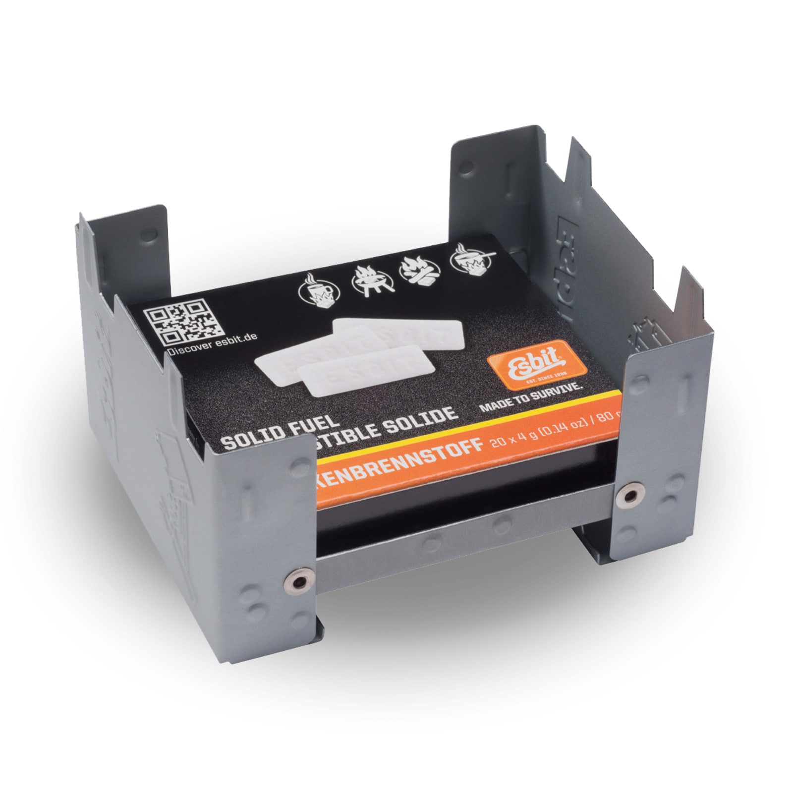 ESBIT Trockenbrennstoff Taschenkocher Outdoor Camping Kocher Klein Leicht 20x4g 