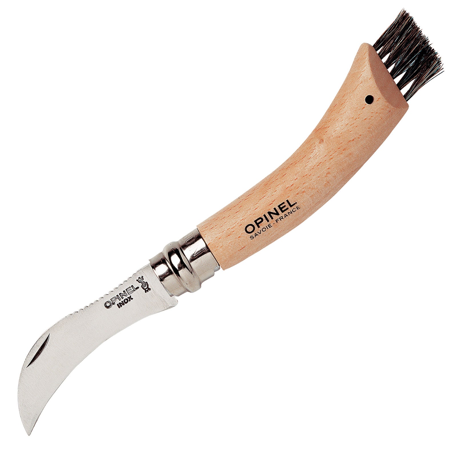 OPINEL Pilzmesser Buchenholz Taschenmesser Pilze B&uuml;rste Schwammerl Klapp Messer 