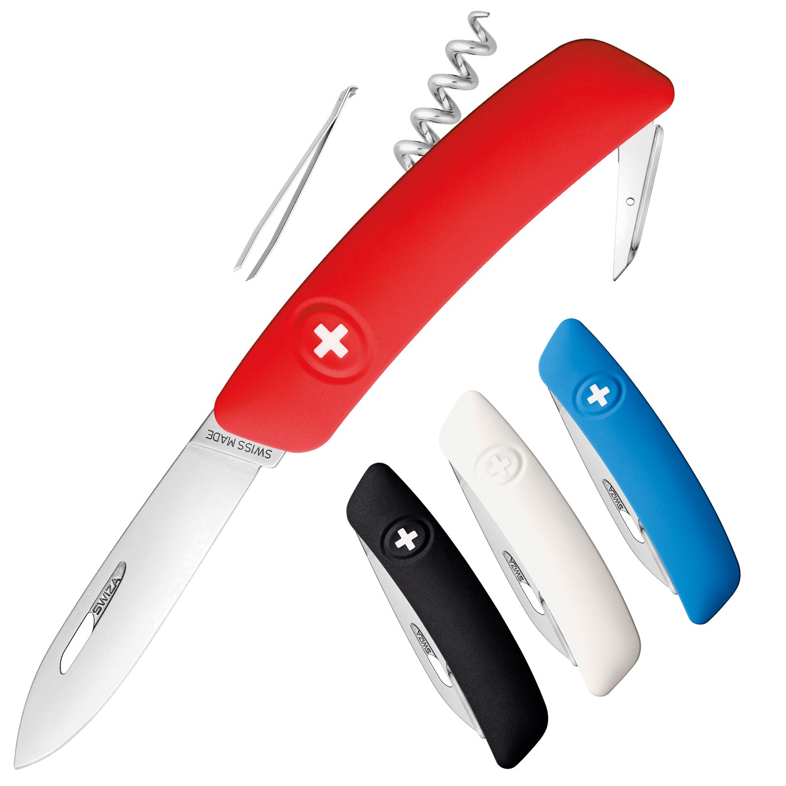SWIZA Schweizer Messer D01 - 4 Farben Taschenmesser Klappmesser 6 Funktionen Farbe: Rot