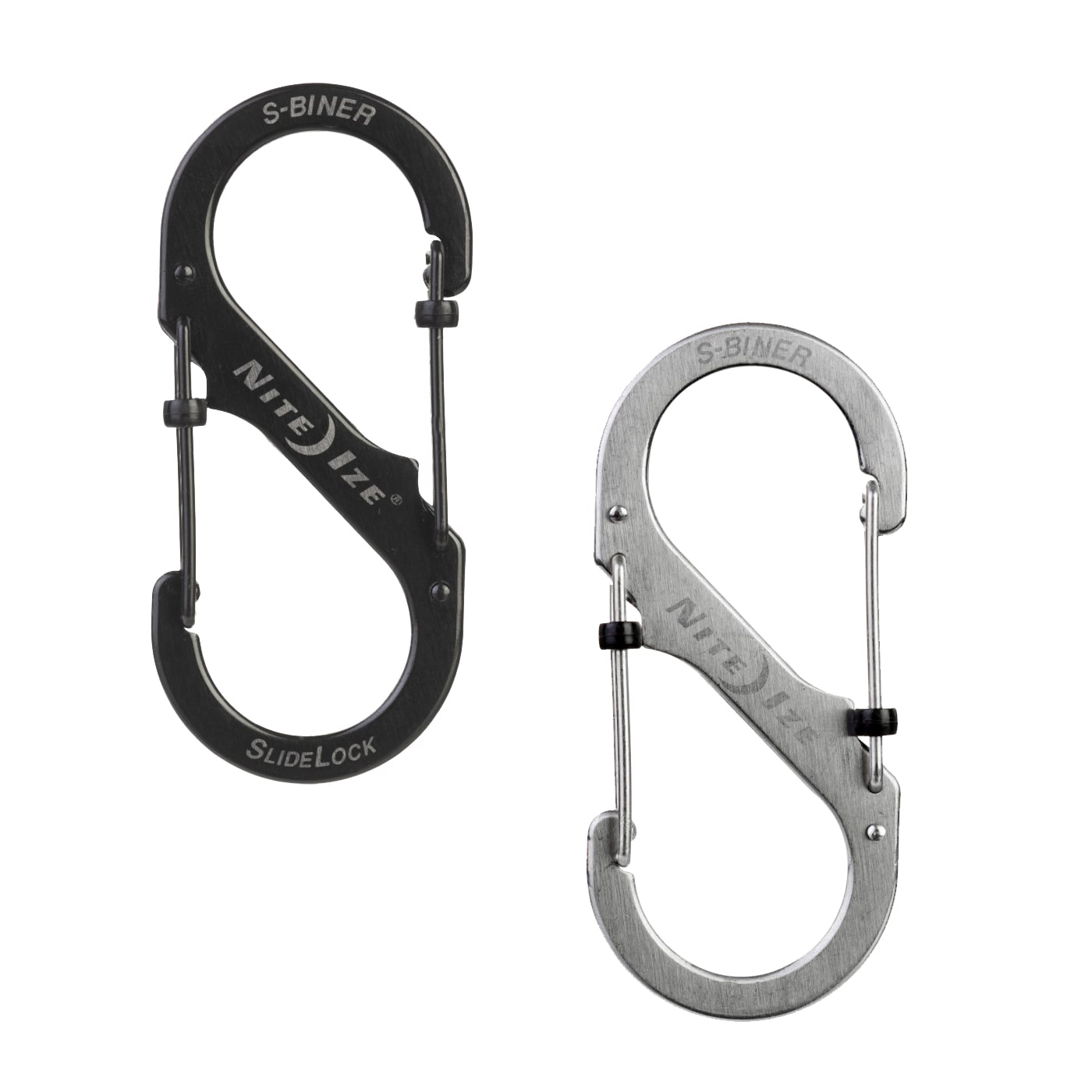 NITE IZE SlideLock S-Biner Mini Doppel Karabiner Schl&uuml;sselanh&auml;nger Schnapp Haken Farbe: schwarz, Gr&ouml;&szlig;e: Gr&ouml;&szlig;e 2 