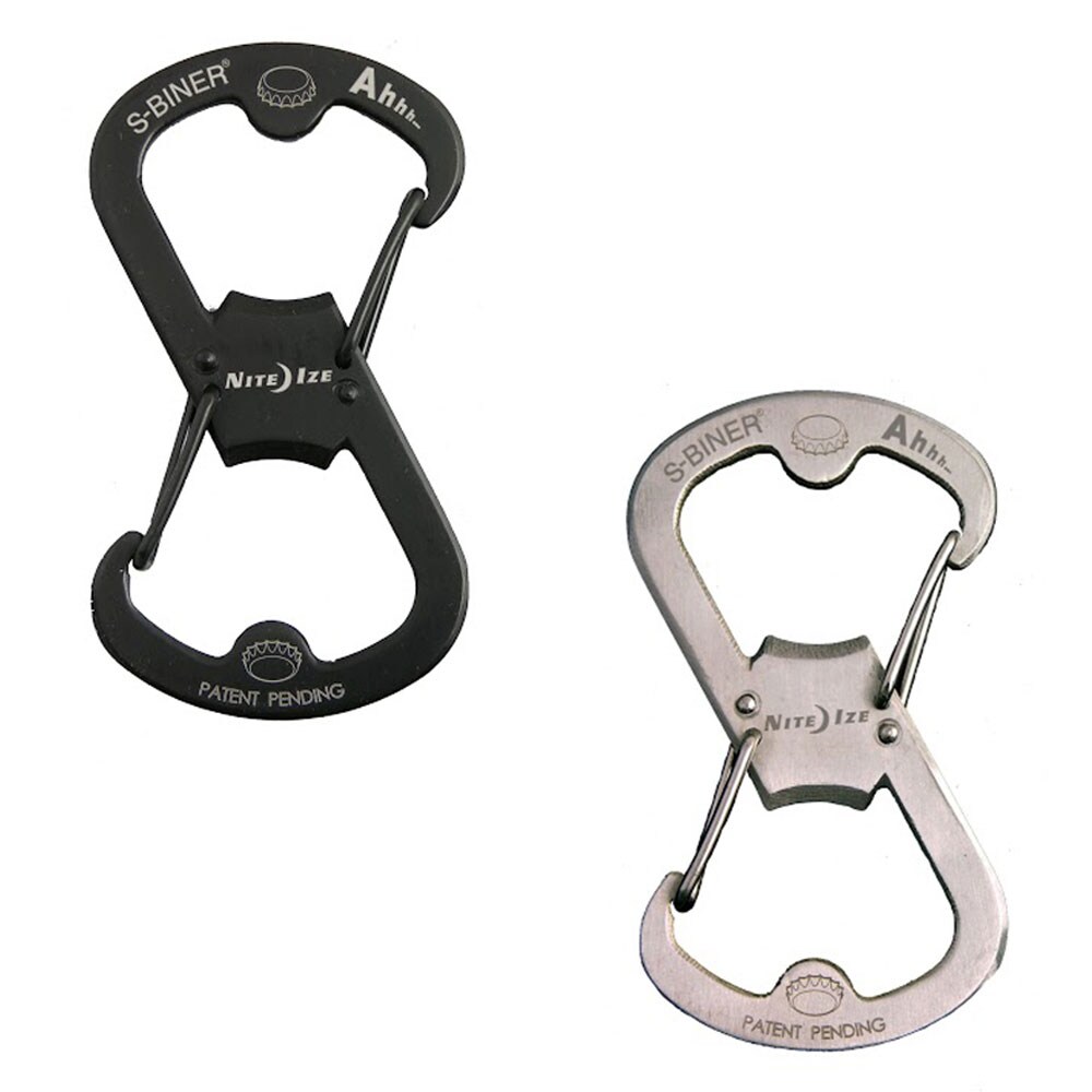 NITE IZE S-Biner Ahhh Edelstahl - Doppelkarabiner Schnapp Haken - Flaschen&ouml;ffner Farbe: schwarz 