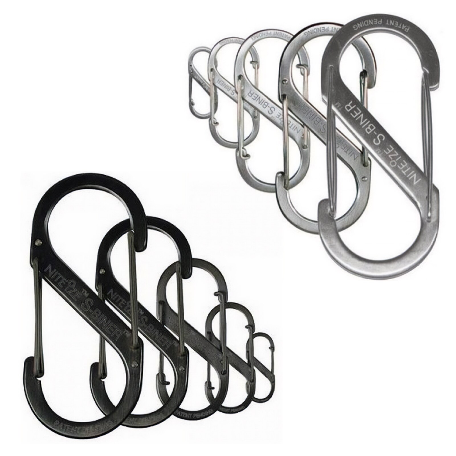 NITE IZE S-Biner Mini Doppelkarabiner Schnapp Haken Karabiner Schl&uuml;ssel Anh&auml;nger Farbe: silber, Gr&ouml;&szlig;e: Gr&ouml;&szlig;e 2 