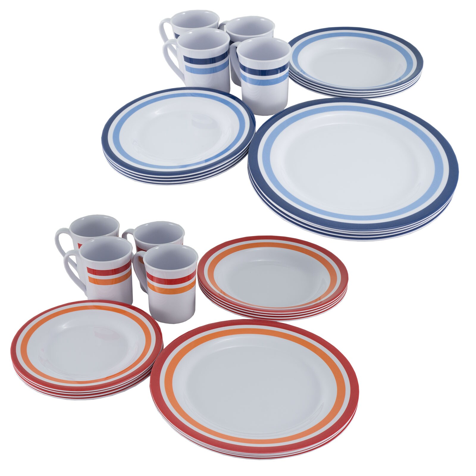 OUTDOOR Melamin Geschirr Set 16 tlg. Camping Essgeschirr Reise Picknick Teller Variante: Dekor Luca
