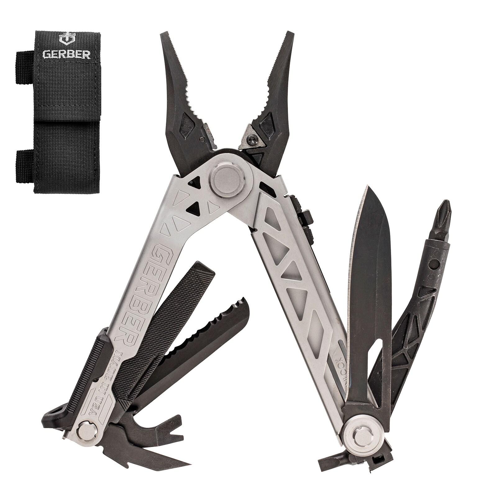 GERBER Multitool Center Drive Schraubendreher Tool Wechselbit Etui 7 Funktionen 