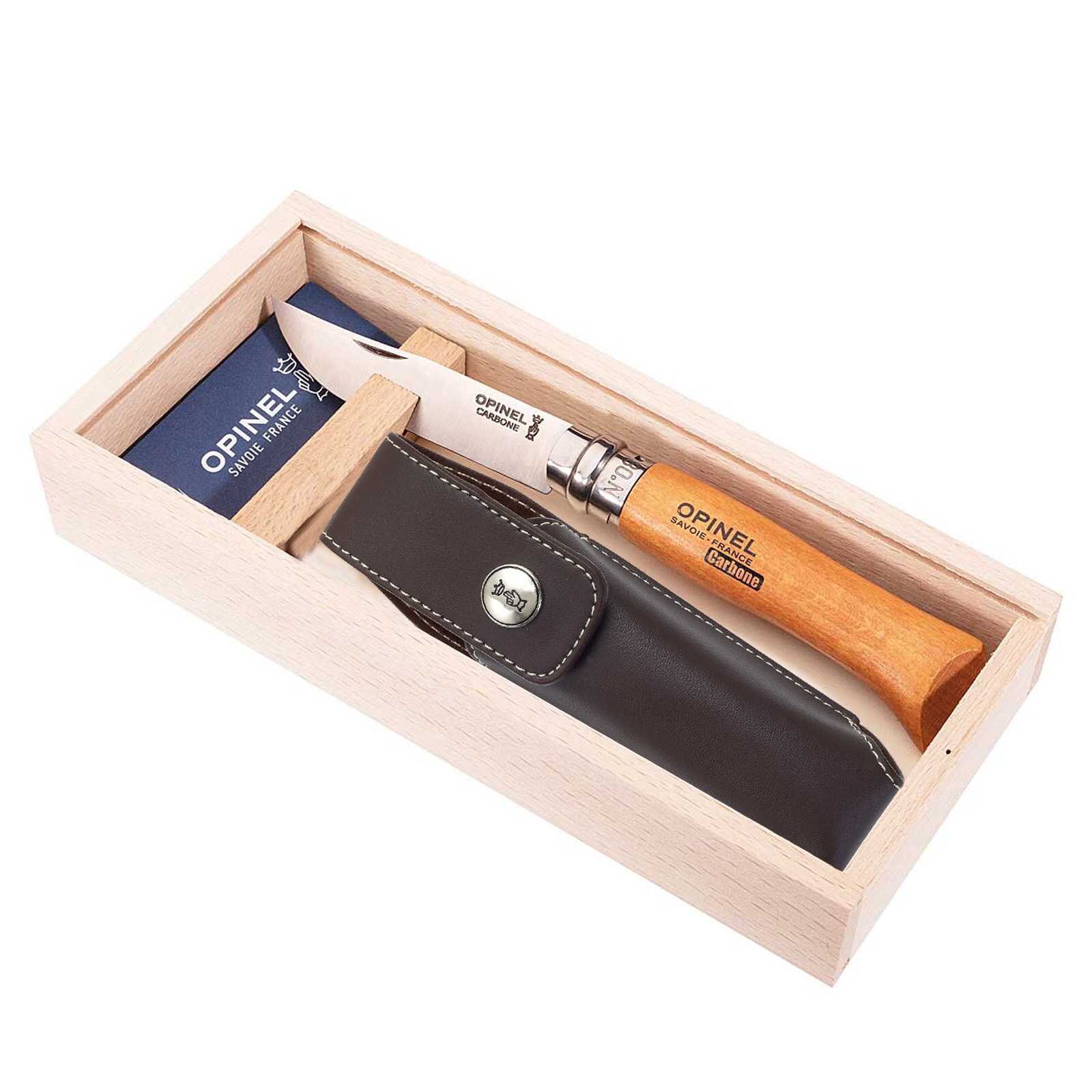 Geschenk Set Messer No. 8 + Etui - Klappmesser Taschenmesser Carbon Stahl
