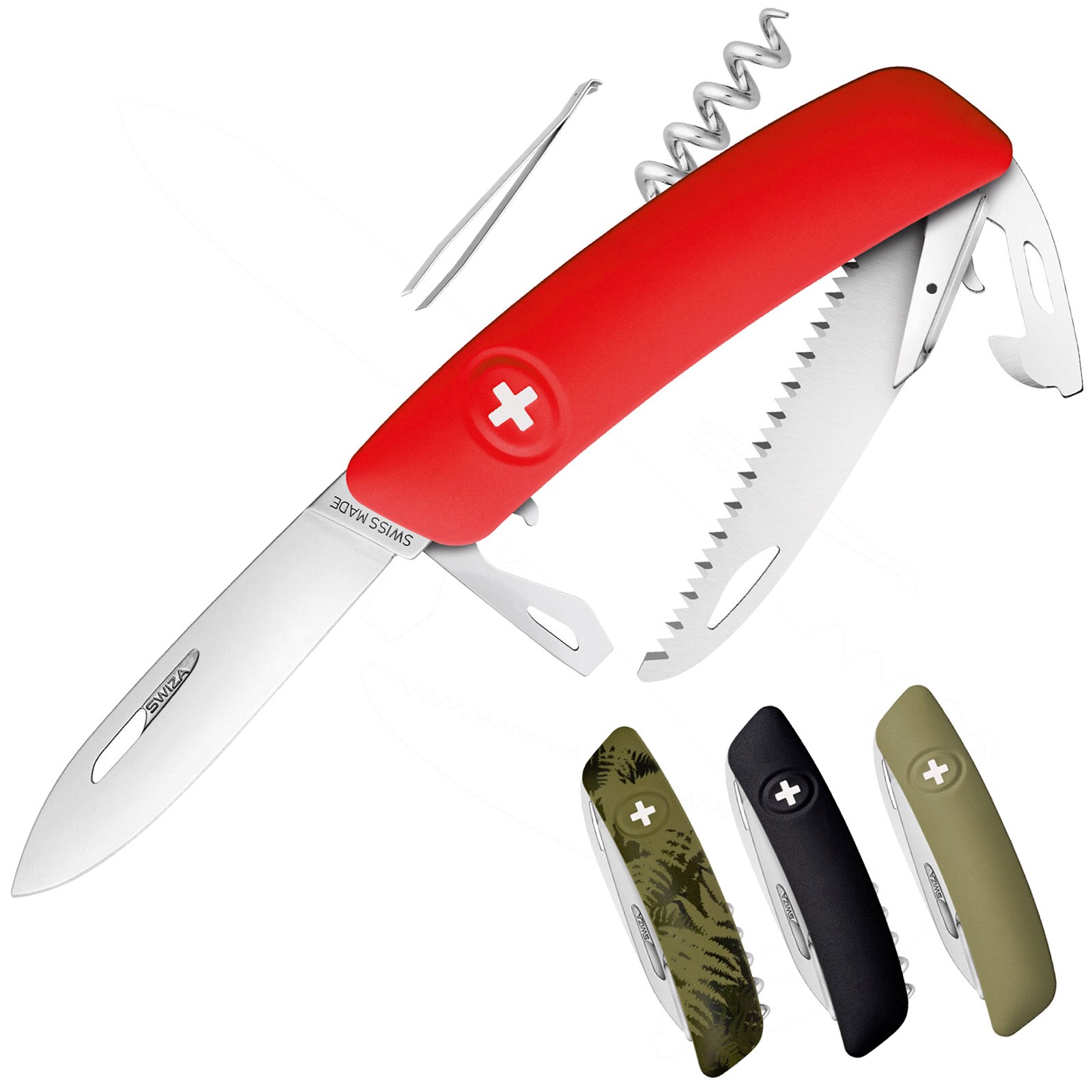 SWIZA Schweizer Messer D05/C05 Taschenmesser 4 Farben Klappmesser 12 Funktionen Farbe: Rot