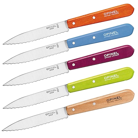 OPINEL Küchenmesser 113 - Tomatenmesser Säge Messer Allzweckmesser Sägezahn Holz Farbe: natur 