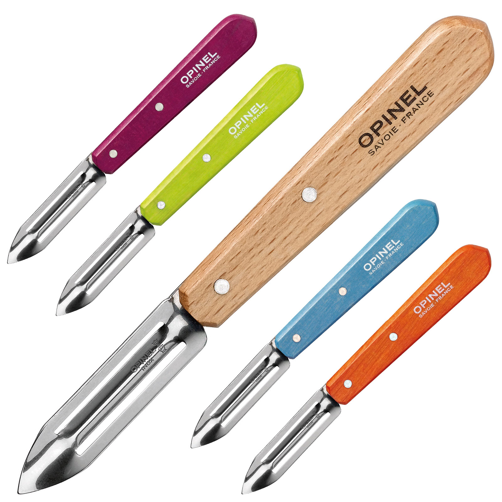 OPINEL Sparsch&auml;ler 115 Gem&uuml;se Spargel Sch&auml;ler Kartoffelsch&auml;ler Holz links rechts Farbe: lila 