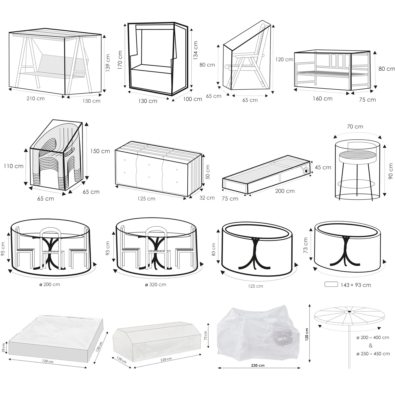 WEHNCKE Gartenm&ouml;bel Schutzh&uuml;lle H&uuml;lle Plane Abdeckung Abdeckplane transparent PE Variante: F&uuml;r 6 Stapel Sessel 