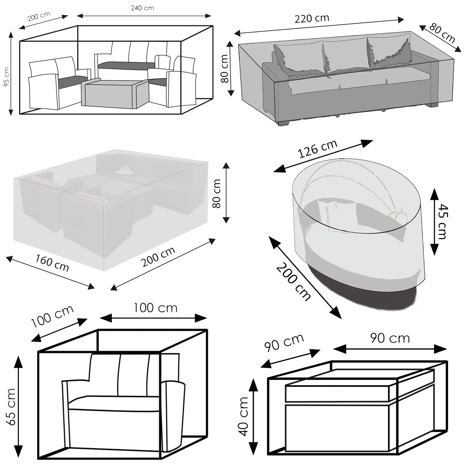 WEHNCKE Garten Lounge Set Sitzgruppe Garnitur Schutzh&uuml;lle - H&uuml;lle Abdeckung 420D Variante: F&uuml;r Garten Lounge Sofa 