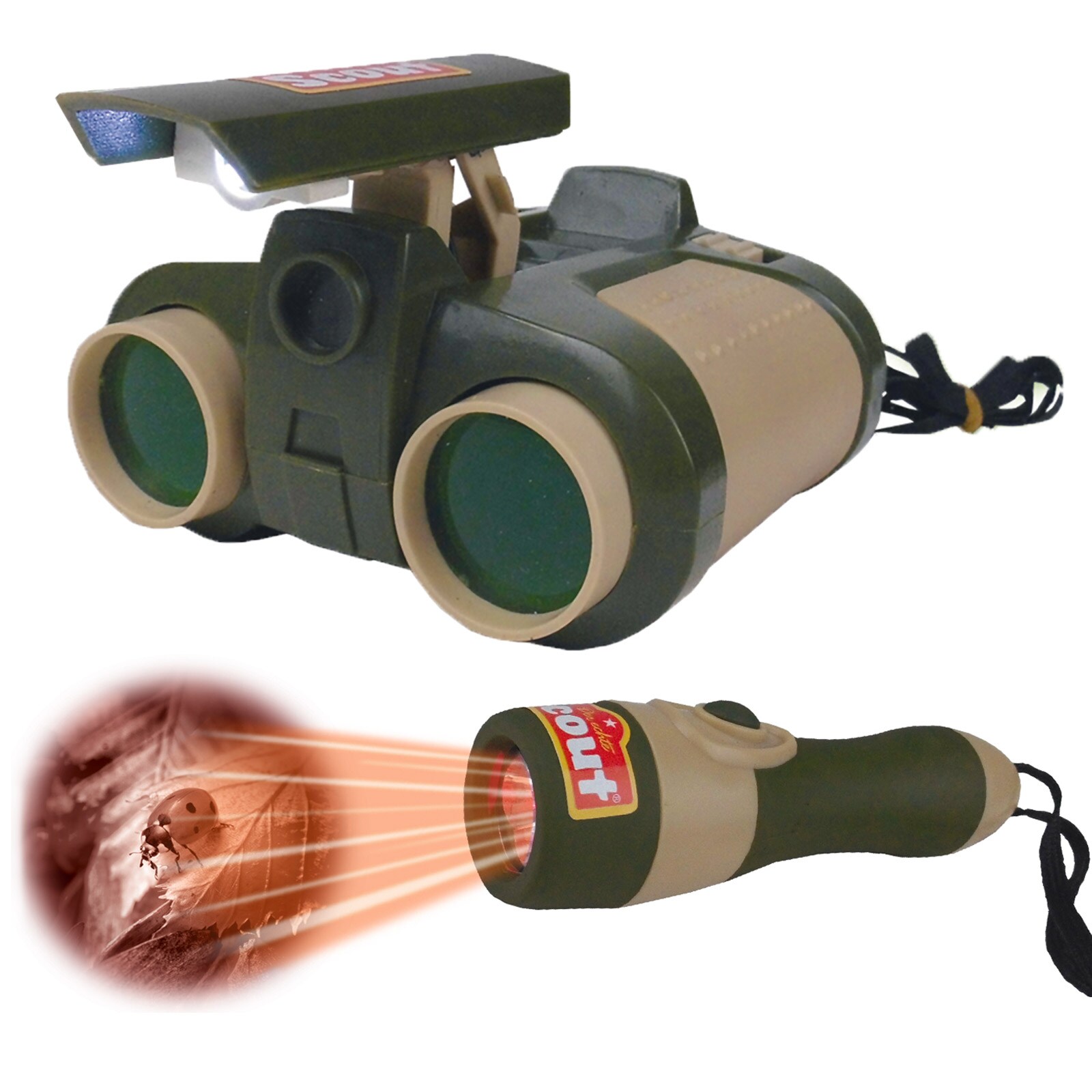 SCOUT Nachtsicht Set Kinder Fernglas + Taschenlampe - Feldstecher Lernspielzeug 