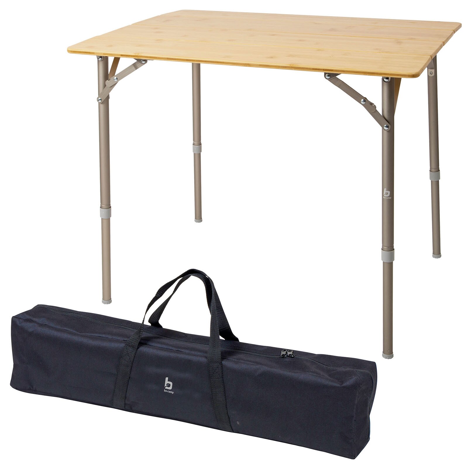 BO-CAMP Camping Gartentisch Klapptisch Falttisch Klappbar verstellbar Alu Bambus Gr&ouml;&szlig;e: 60 x 80 cm 