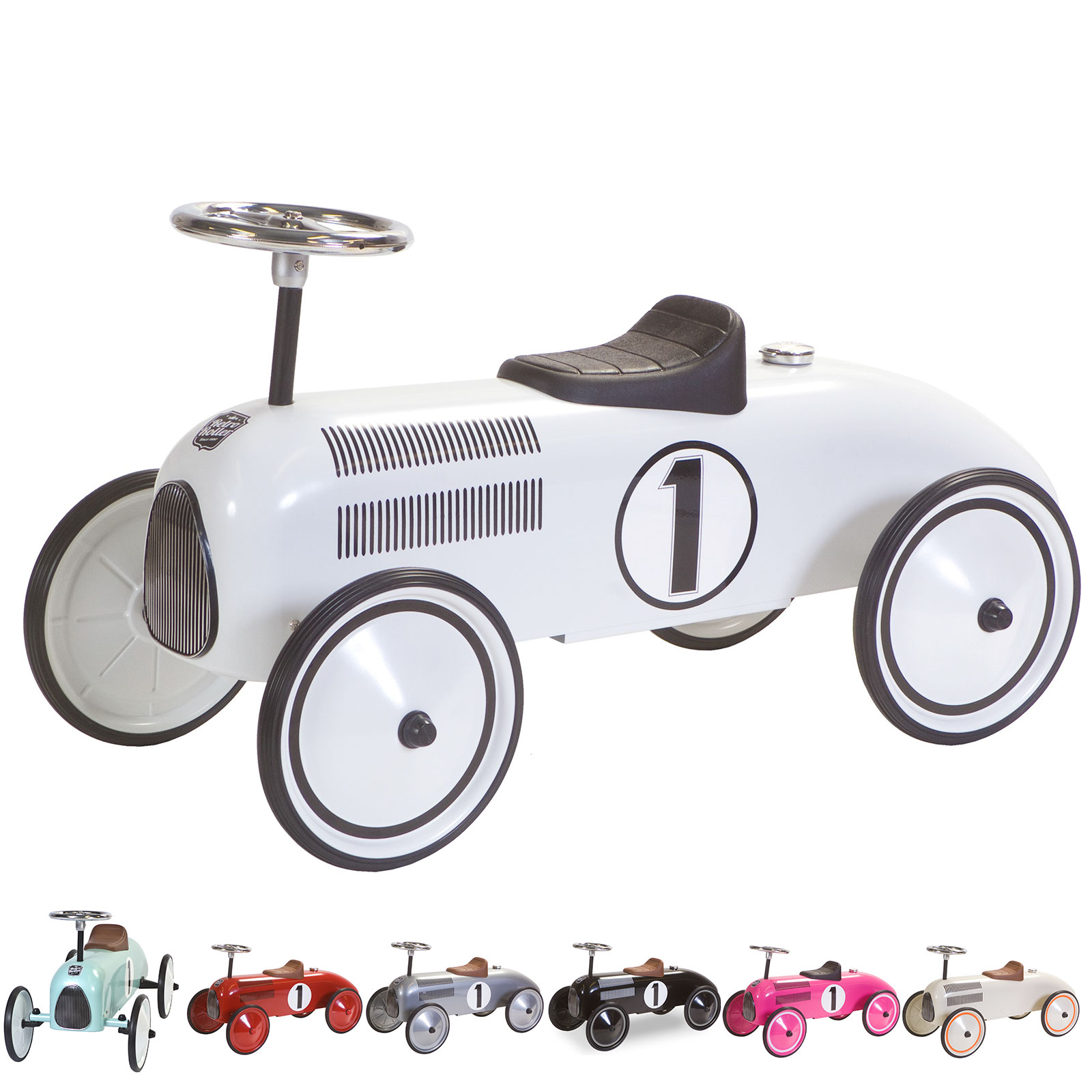 RETRO ROLLER Kinder Laufauto Rutschauto Baby Rutscher Auto Bobby Car Fahrzeug Farbe: Lewis Wei&szlig; 