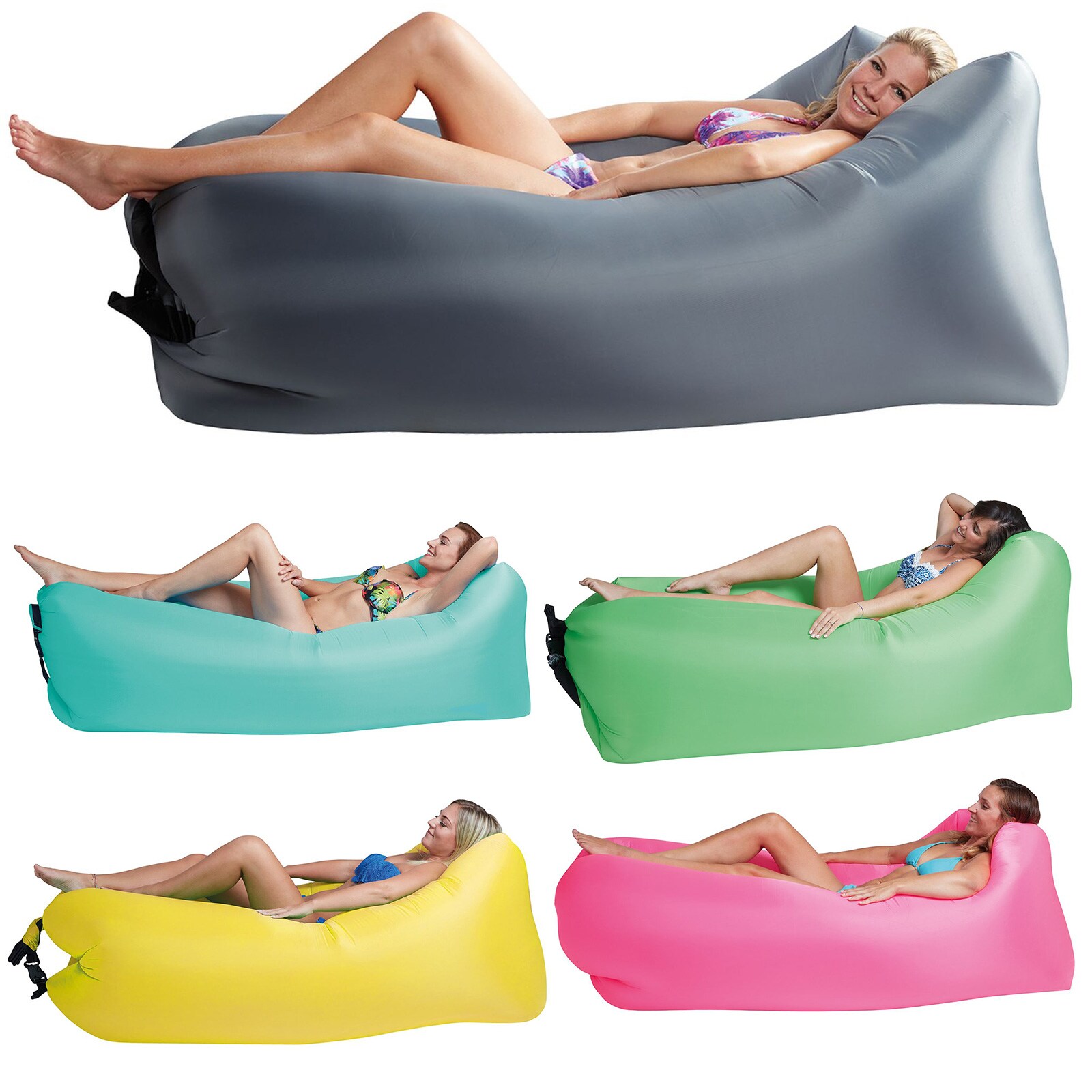 Air Lounger To Go 2 Liegesack Sitzsack Luft Sofa Lounge Couch Sessel aufblasbar Farbe: Grau