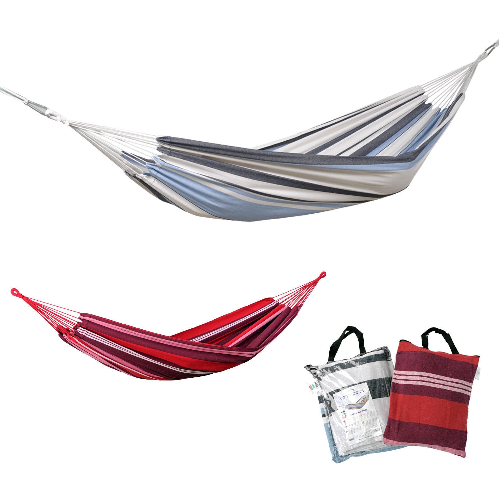 AMAZONAS Salsa XL Reise Tuch H&auml;ngematte Wetterfest Single Garten Camping 150kg Farbe: Blau 