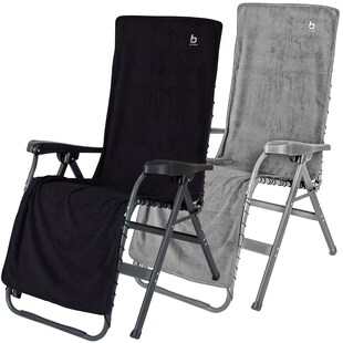 BO-CAMP Frottee Sitz Auflage Hochlehner Kissen Bezug Garten Camping Klapp Stuhl Farbe: anthrazit 