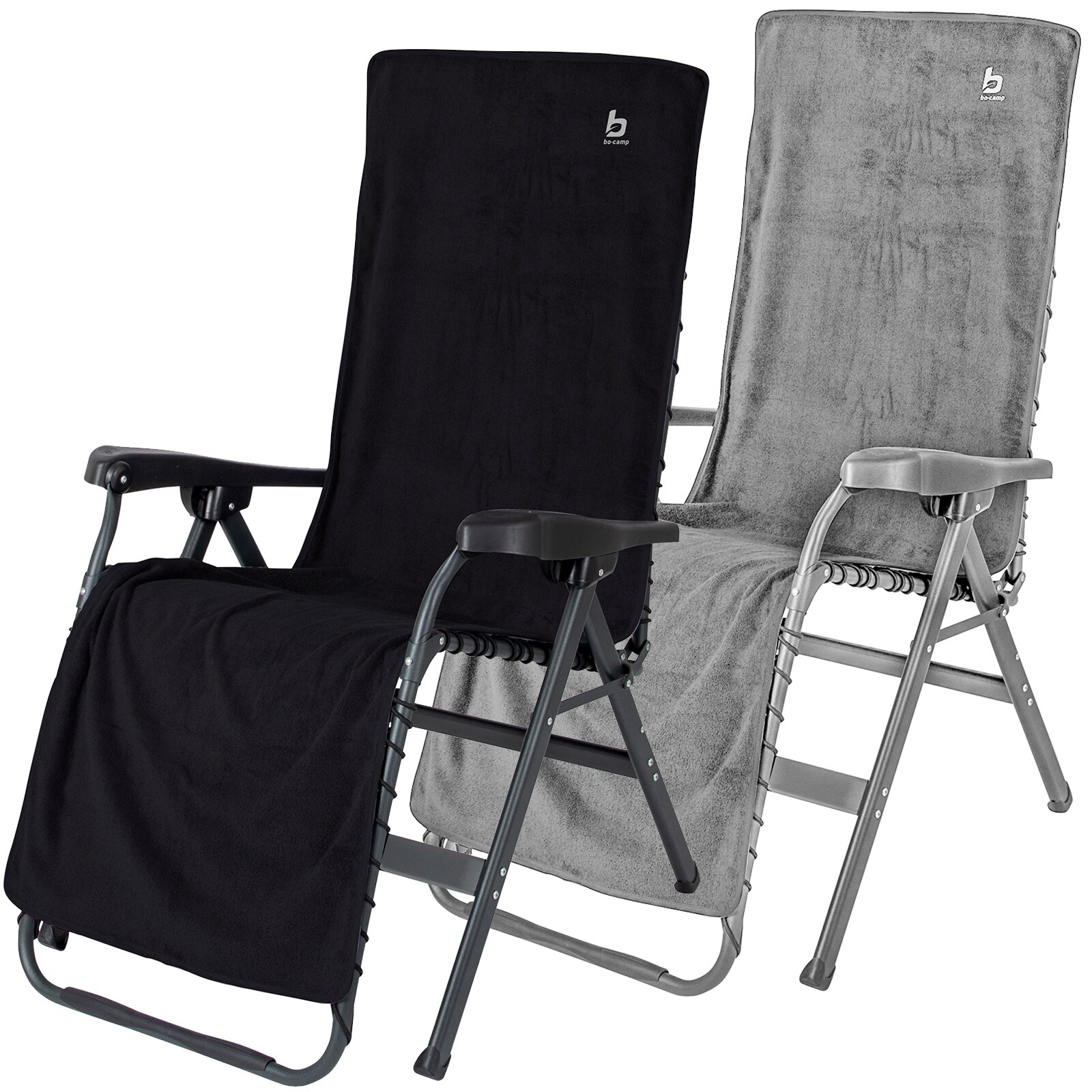 BO-CAMP Frottee Sitz Auflage Hochlehner Kissen Bezug Garten Camping Klapp Stuhl Farbe: Grau