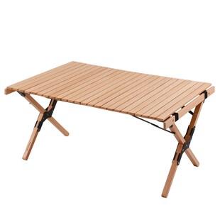 HUMAN COMFORT Camping Roll Tisch Garten Klapptisch Falt Lamellen Groß Holz 90x60 