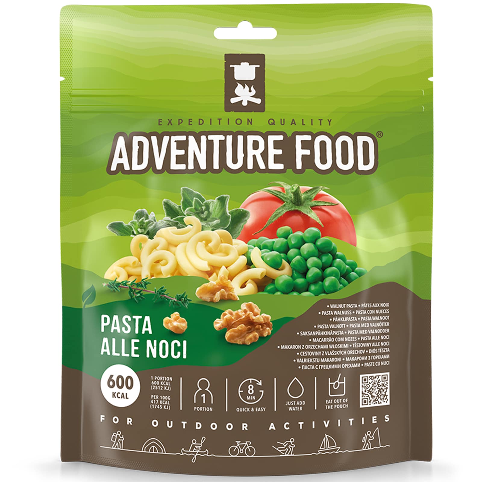 ADVENTURE FOOD Pasta Noci Trekking Mahlzeit Outdoor Essen Nahrung Vegetarisch 