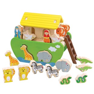 EVEREARTH Arche Noah Formen Sortier Spiel Motorik Spielzeug Steck Box FSC Holz 