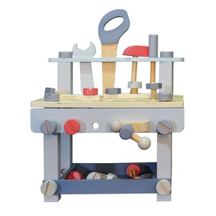 EVEREARTH Kinder Werkbank Spiel Werkstatt Tisch Spielzeug Werkzeug Bank FSC Holz 