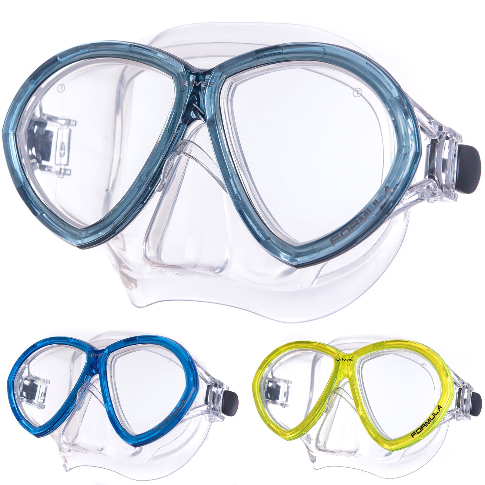 SALVAS Tauch Maske Formula Schnorchel Schwimm Brille Beschlag Silikon Erwachsene Farbe: Blau/schwarz