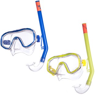 SALVAS Kinder Set Easy Tauchmaske + Schnorchel Taucher Maske Schwimm Brille Farbe: blau 
