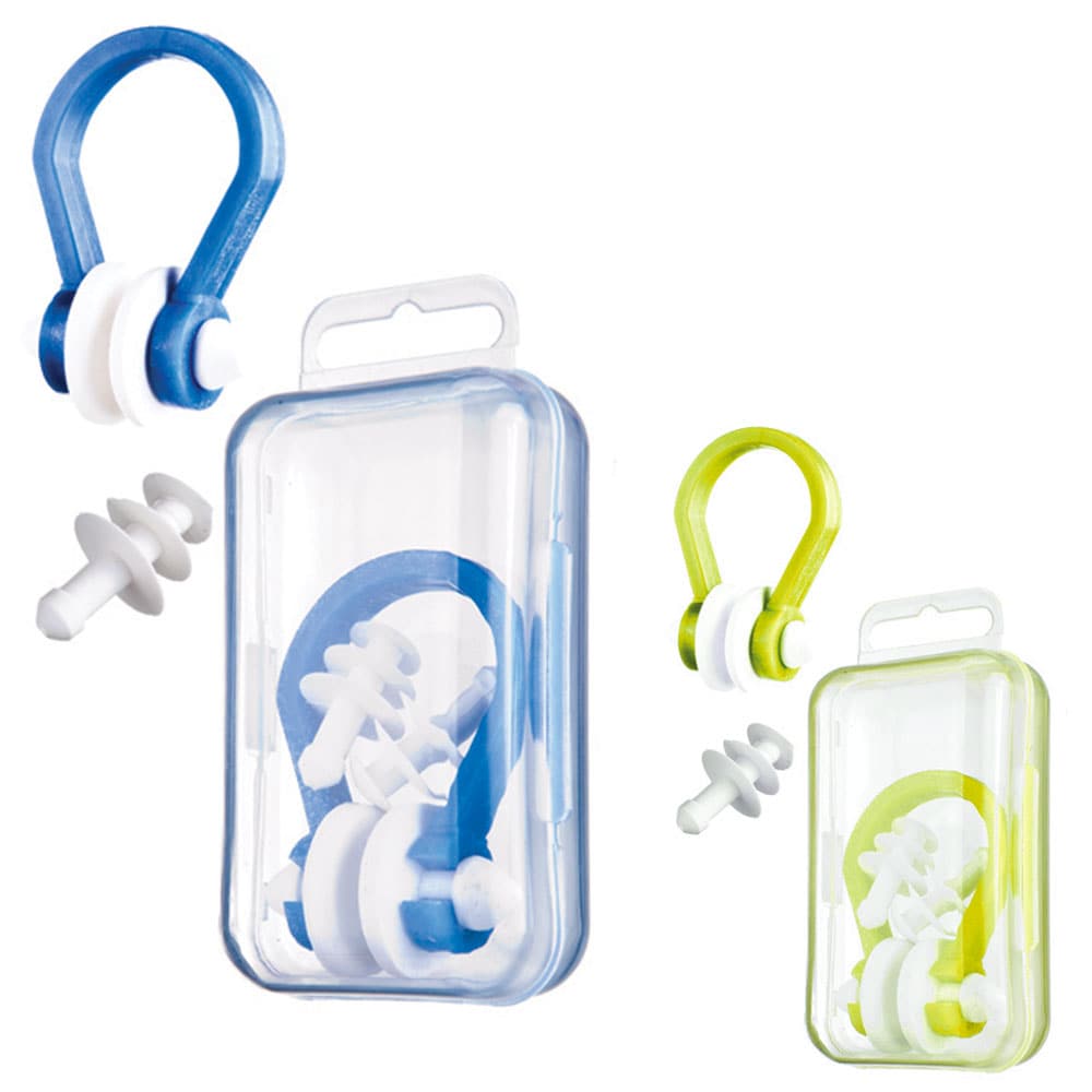 SALVAS Ohren Sch&uuml;tzer Nasen Klemme Set Klammer St&ouml;psel Schwimmen Tauchen Farbe: gelb 