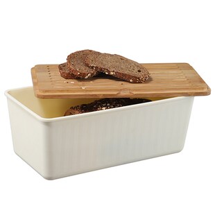 HI 2 in 1 Brot Kasten & Bambus Holz Brett Rechteckig Box Dose Behälter 34x13,5cm 